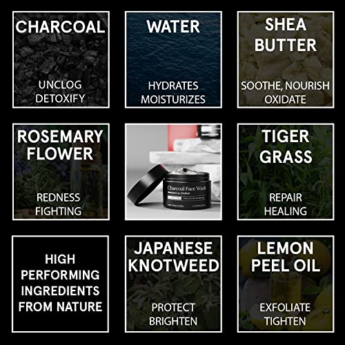 Lumin Men’s No-Nonsense Charcoal Cleanser/FaceWash (1.7oz.): Unclog Pores of Oil, Dirt and Pollution - Experience a Smooth and Fresh Face-Korean