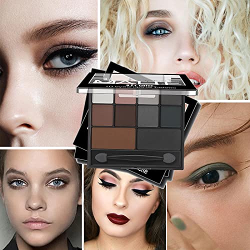 HERBENJOY Eyeshadow Palette Full Matte Pallets 10 Eye Shadow Shades Smokey Makeup Set,Intense Color,Pressed Pigments,With Dual-Ended Applicator B