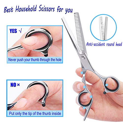 ESSOY Professional Thinning Shears Hair Cutting Teeth Scissors(6.7-Inches),Stainless Steel Haircut Scissor with Fine Adjustment Screw for Home Sa