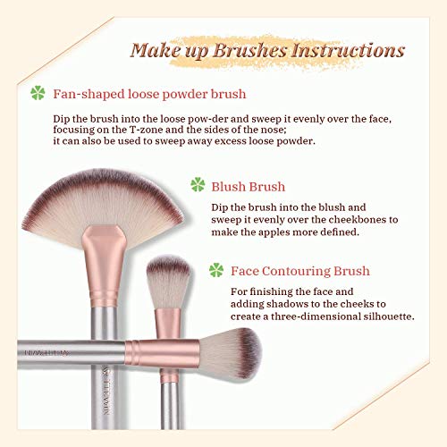 Make up Brushes,TTRWIN 18 Pcs Professional Makeup Brush Set Synthetic Kabuki Face Blush Lip Eyeshadow Eyeliner Foundation Powder Cosmetic Brushes