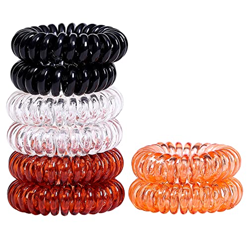 Smukdoo Spiral Hair Ties,8 PCS Plastic Hair Coil Bands Telephone Cord Bobbles Hairbands Elastic Spiral Ponytail Holder for Women Girls