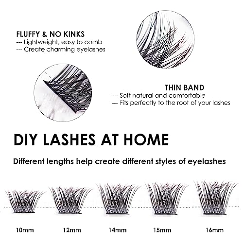Lanciley Individual Lashes 45 Clusters Lashes CC Curl DIY Eyelash Extension Kit at Home for Make-up Beginner False Eyelashes with Eyelash Glue Tw