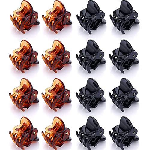 JANYUN 24 Pcs Mini Claw Clips Non Slip Hair Claw Clips Clamps for Women Girl's Hair (Black and Brown)