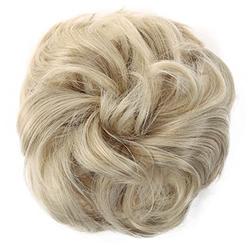 JJstar Messy Hair Bun Curly Wavy Hair Scrunchies Accessories Pieces for Women Girls Synthetic Hair Chignons (Dark Brown)