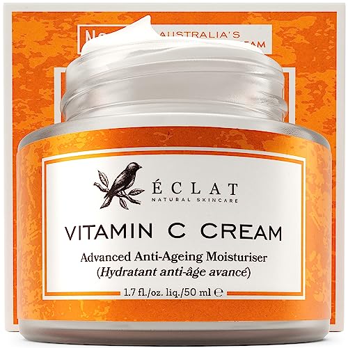 Organic Vitamin C Face Cream with Hyaluronic Acid & Retinol - Anti Ageing Moisturiser Cream with 20% Vitamin C for Women and Men - Brightening, F