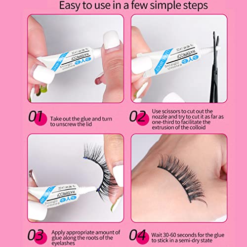 Eyelash Glue Clear 7g 0.25 FL. OZ. Strong Hold False Eyelash Glue Waterproof Long Lasting Lash Glue Strip Eyelash Adhesive White Lashes Glue