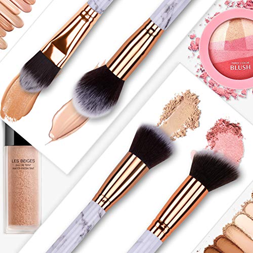 Makeup Brushes HEYMKGO Professional Marble Makeup Brush Set, Soft and Odor-free Natural Synthetic Bristles,10PCS + 2 Sponge Puff + Marble Pattern