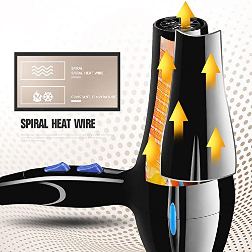 Professional Hair Dryer Travel Hair Dryer, Hair Dryer with Attachments, Powerful Ionic Hairdryer with 2 Speed 3 Heat Setting and Cool Button for