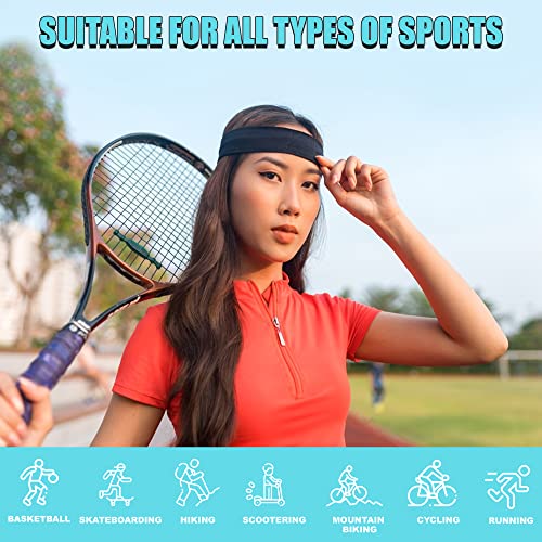 Gekvo 7cm Black Unisex Headbands for women’s hair – Stretchy Head Band for doing Workout, Yoga, Makeup, Running Headband - Breathable Hair Band f
