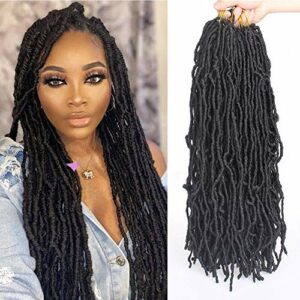 Xtrend 7 Packs 24 Inch Black Nu Faux Locs Crochet Braids Hair Synthetic Pre Looped Soft Dreadslocks Braiding Hair Goddess Faux Locs Curly Wavy Ha