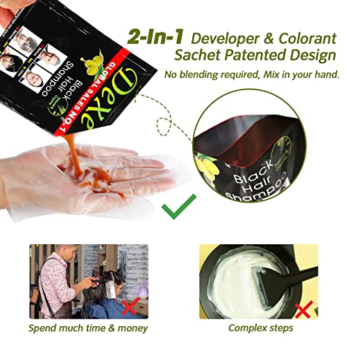 Duoffanny Hair Colour Black Hair Shampoo Instant Hair Dye Semi-Permanent Portable Hair Color Black Hair Coloring Easy to Use | 3-In-1 | Natural I