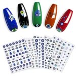 URAQT Nail Art Stickers, 6 Sheets Evil Eyes Nail Stickers, Self Adhesive Polka Dot Eyes Pattern Decals, Hand of Fatima Nail Decals DIY Nail Decor