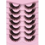 Ruairie False Eyelashes Cat Eye Lashes Fluffy Wispy Natural Eyelashes 20MM False Lashes Pack 8D Dramatic Volume Faux Mink Lashes Strip 7 Pairs