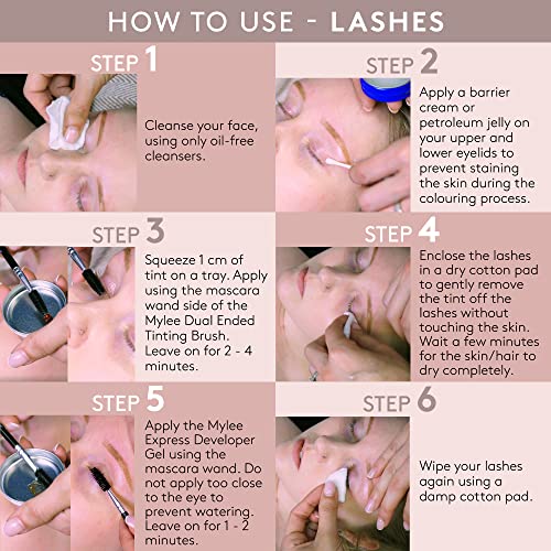 Mylee Express Lash & Brow Kit – 2 in 1 No Mix Formula, Tint + Developer Gel + Double Sided Brush, Professional Eyelash & Eyebrow Dye Tinting, Lon