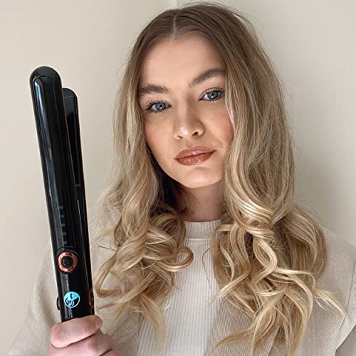 Luna Ceramic Hair Straightener - 38% Larger Argan Oil Infused Plates - Straighten & Wave - 150-230℃ for a Smooth Finish - 12 Mo Warranty