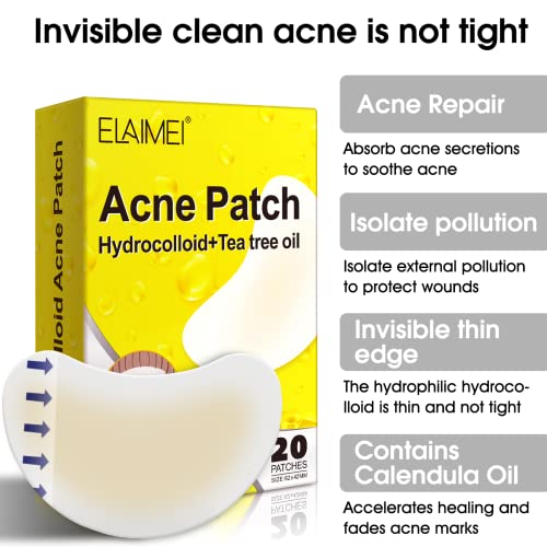 Hydrocolloid Acne Patch(20 Patches), Large Pimple Patch Spot Control Cover, Extra Larger Acne Patch for Covering Large Breakouts, Spot Patch, Pim