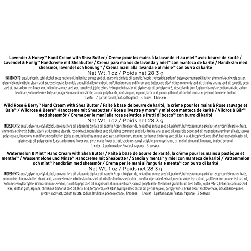 Burt's Bees Hand Cream Gift Set with Shea Butter, Lavender & Honey, Wild Rose & Berry and Watermelon & Mint, 3 Pack