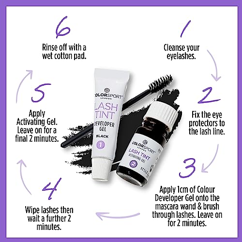 Colorsport London 30 Day Mascara Lash Tint - Volumising Mascara with Semi-Permanent Eyelash Dye, Lasts up to 30 Days with 12 Applications, Black