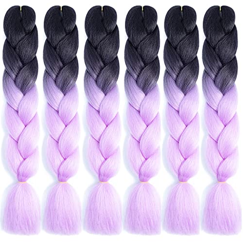 LDMY Hair for Braiding-Jumbo Braids, Long Colorful Ombre Pink Purple Jumbo Braiding Hair Extensions Kanekalon Jumbo Braid Wigs for Women Syntheti