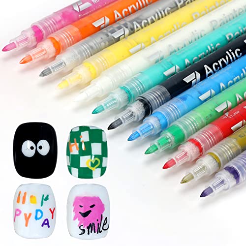 12 Colors 3d Nail Art Pens Set, Quick-Dry Nail Graffiti Painting, Gel Nail Art Pens for DIY Nails Art Design Adorn Manicure Tools for Women Girls