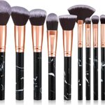Makeup Brushes 10Pcs Marble Makeup Brush Set Foundation Powder Blush Blending Eyeshadow Brushes Sets