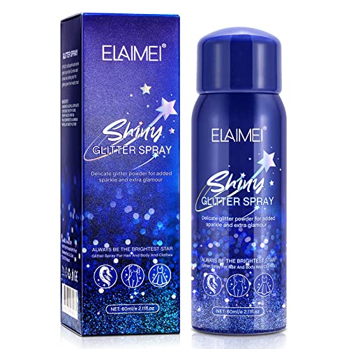 Glitter Spray - Temporary Shiny Glitter Spray for Body, Hair, Face and Clothing, Waterproof Hairspray, Shimmer Silver Powder for Prom, Festival R