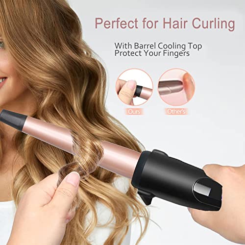 Curling Wand 13-25MM Curling Tongs, Tapered Curling Iron with Adjustable Temperature, Professional Hair Curler with Glove, Dual Voltage