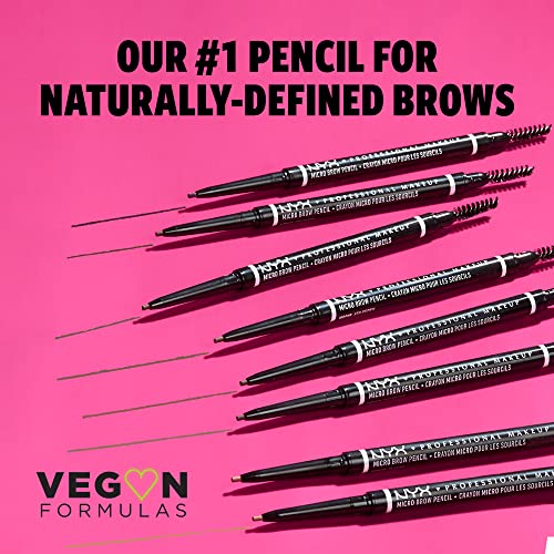 NYX Professional Makeup Micro Brow Pencil, Dual Ended with Mechanical Brow Pencil and Spoolie Brush, Vegan Formula, Shade: Ash Brown