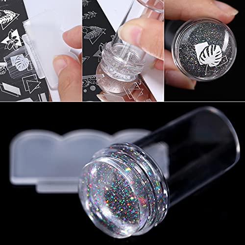 French Tip Nail Stamp, Nail Art Stamper Clear Silicone Jelly Stamper Transparent Nail Stamper Nail Art Jelly Stamper kit with Scraper Nail Art Br
