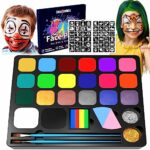 FansArriche Face Paint Kit for Kids, 20 Colours Professional Face Painting Kit, Water Based Body Facepaints, Safe & Non-Toxic for christmas and h