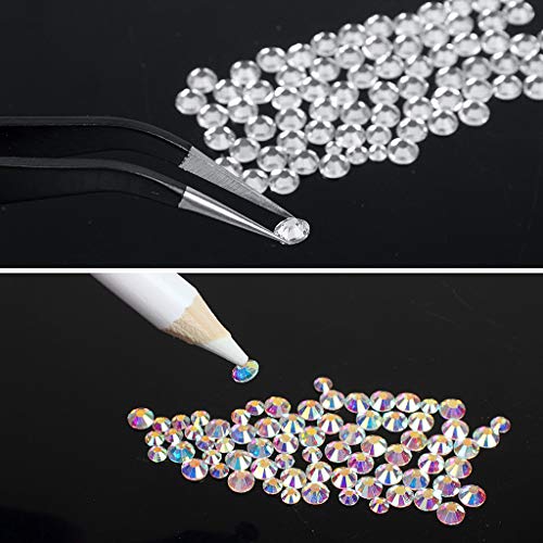 Rhinestones 1500 Pieces in 6 Sizes Crystal Nail Gems Nail Art Accessories Rhinestones with 1 Pick Up Tweezer and 3 Rhinestone Picker Dotting Pen