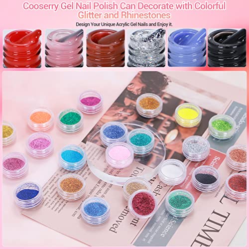 cooserry Acrylic Nail Kit with Drill & U V Lamp - 2 in 1 Nail Kits Full Sets Professional Acrylic Powder with Everything for Beginners - 24 Color