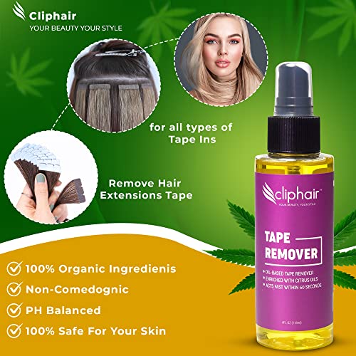 Cliphair Tape Hair Extensions Remover 118ml, Easy to Use Tape Remover Hair Extensions 4 FL oz, Citrus Oil Enriched Adhesive Tape Remover