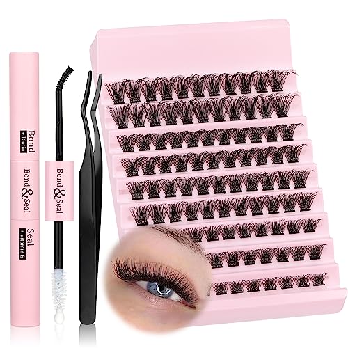 Lash Clusters 108Pcs DIY Eyelash Extenisons Natural Look Wispy Clusters Lashes 8-16MM D Curl Individual Lashes DIY at Home Wispy Fluffy Lash Exte