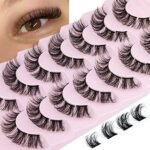 JIMIRE Cluster Lashes 3D Individuals Lashes Cat Eye False Eyelashes Natural Look Like Eyelash Extensions Wispy 15MM 5D Classic Fluffy Lashes 56 C