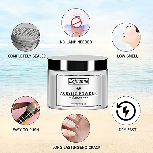 Lofuanna 17g Professional Clear Acrylic Powder Salon Quality Acrylic Nail Powder for Nails Extension Nail Art System for Home/Salon