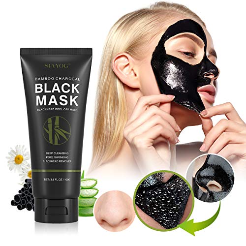 Blackhead Peel Off Face Mask, SHVYOG 3-in-1 Blackhead Remover Charcoal Mask with Brush & Tea Tree Serum, Purifying Deep Cleansing Black Mask for