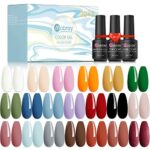 Mobray Gel Nail Polish Set, Nude Gel Polish, 23 PCS Blue Red Pink Green Gel Polish Kit Spring Summer Gel Nail Varnish Soak Off U V Lamp with Base