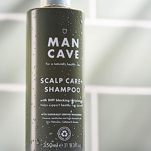 ManCave Scalp Care Shampoo 350ml, DHT Blocker Encourages Hair Growth + Dandruff Control, Sulphate Free, Contains Saw Palmetto, Panthenol and Beta