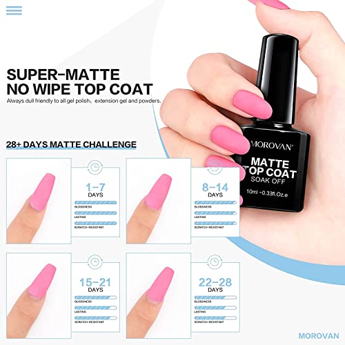 Morovan Top & Base Coat No Wipe Gel Mirror Gel Nail Polish Base And Matte Top Coat Quick Dry Long Lasting Gloss Matte Clear Resin Polish Nail Art