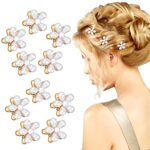 PROUSKY 10 Pieces Pearl Hair Clip Mini Claw Clips, Flower Claw Clips Vintage Flower Mini Claw Grips, Hair Accessories for Women Girls