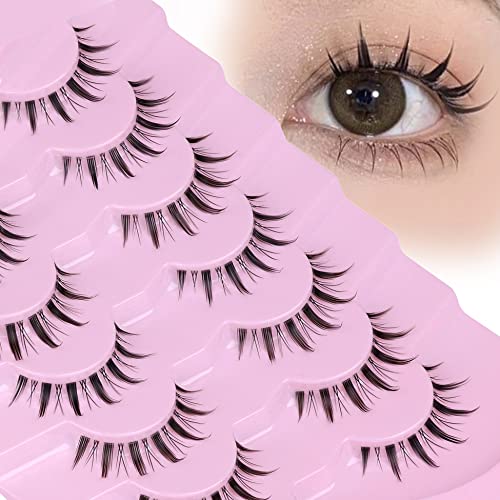 Manga Lashes Natural Look Anime Lashes Wispy Faux Mink False Eyelashes Fluffy Spiky 3D Volume Eye Lashes Korean Japanese Asian Cosplay Fake Eyela