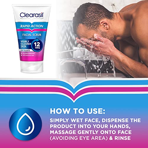 Clearasil Rapid Action Exfoliating Scrub, For Acne Prone Skin, Unclog Pores, Reduces Blackheads, Pimples & Excess Oil, Everyday Spots Prevention,