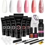 Phoenixy Poly Nail Gel Kit, 6 Colour Poly Nail Gel Set 15ML Clear Nude Pink Builder Nail Gel Set Nail Extension Gel Basic Gifts Set for Women