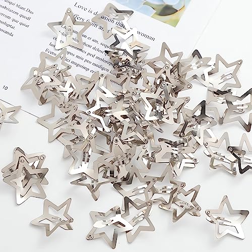 Star Hair Clip Y2K Accessories Silver Hair Clips 20pcs, Star Clips Snap Hair Clips Women Metal Hair Clips for Girls, Cute Hair Clips Girl Hair Ac