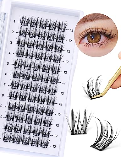 DIY Lash Extension Kit Cluster Lashes 240pcs Lash Cluster Individual Eyelash Extension Kit Natural D Curl Cluster Lash with Lash Bond and Seal, A