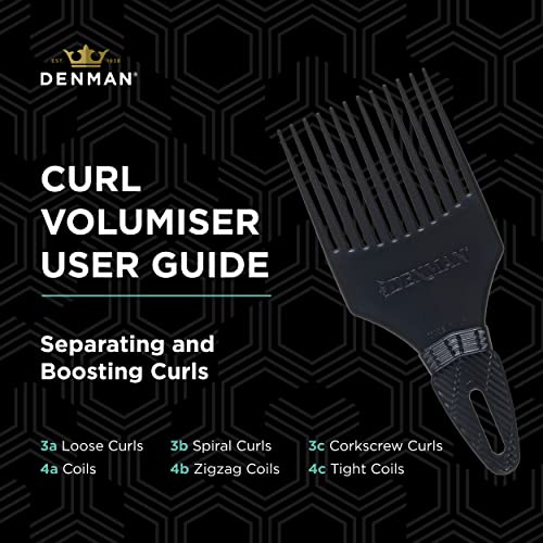 Jack Dean by Denman (Black) Curl Volumiser Comb for Separating, Styling, Defining, Enhancing & Boosting Curls (D17)
