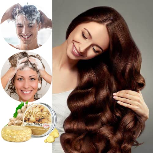 Ginger Hair Regrowth Shampoo Bar,Ginger Plant Shampoo Soap,Natural Organic Ginger Shampoo Bar, Anti Hair Loss, Anti Hair Frizzing,Anti Dandruff &
