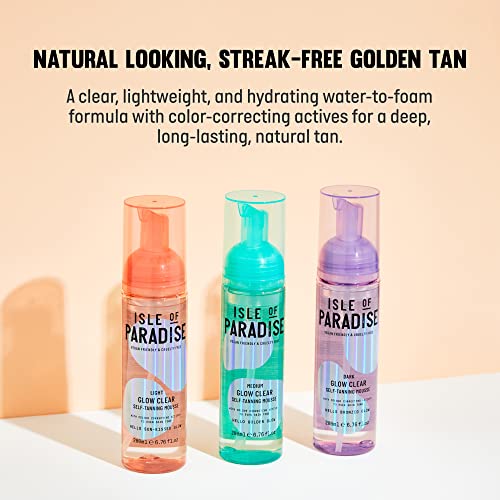 Isle of Paradise Self Tan Mousse, Medium (200 ml) Glow Clear Self Tanning Foam, Natural Ingredients & Vegan (packaging may vary)