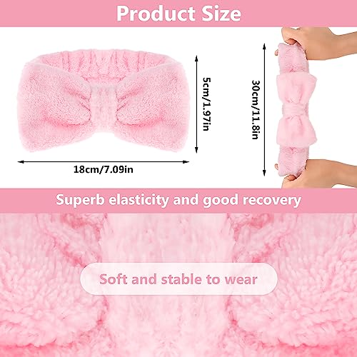 Spa Headband for Face Washing- Makeup Headbands Absorbent Bowknot Face Washing Headband, Soft Coral Fleece Facial Skincare Headband Elastic Hairb